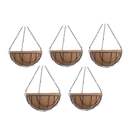 COIR GARDEN Coir Hanging Baskets - 12 INCH - Pack of 5 - Balcony Garden Decoration for Indoor and Outdoor