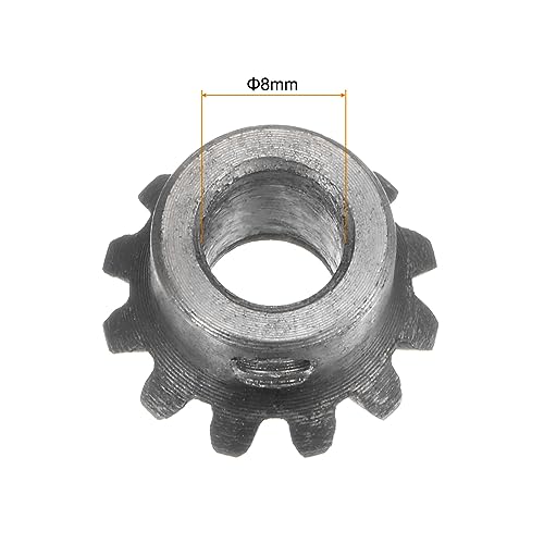 Image of HARFINGTON 2pcs Bevel Gear 1M 12 Teeth 8mm Shaft Hole 1:1 Tapered Bevel Pinion Gear 45# Steel 1.5 Module 90 Degree Steering Gear, for Hardware Mechanical Rotation