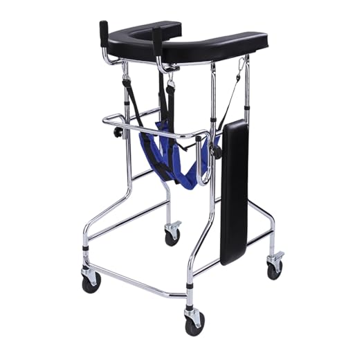 高齢者のための軽量ウォーカー、サイレントキャスターとコンフォートサポートテーブルと調節可能なリハビリテーションウォーカー、シートとブレーキ付き4輪ウォーカー、耐荷重100kg/220ポンド(男性)