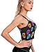 Casual Support Yoga Bra Trippy Colorful Funny Neon Skulls, Padded Gym Running Workout Tank, Wirefree Sports Top for Women & Girls