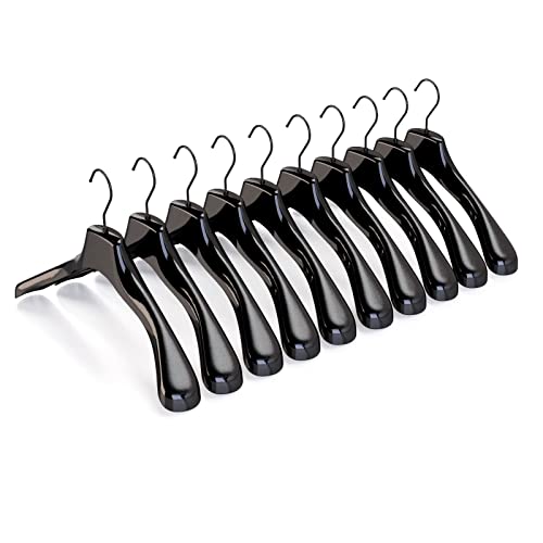 Mainetti Grucce Appendini per Capospalla, Cappotti, Giacche, Abiti ATP linea Start, 10 pezzi (Nero lucido con gancio nero, 45 cm)