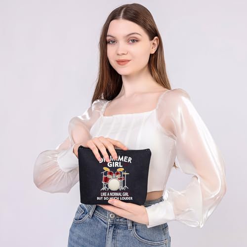 PLITI Drummer Girl Gift Drumming Gift Drum Player Gift Drummer Girl Like a Normal Girl But So Much Louder Drummer Makeup Bag (Drummer Girl bagblU) - Image 4
