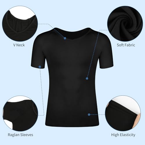MISS MOLY Men's Sweatproof Undershirt V Neck Sweat Proof Shirt with Underarm Sweat Pads Moisture Wicking T-Shirt4