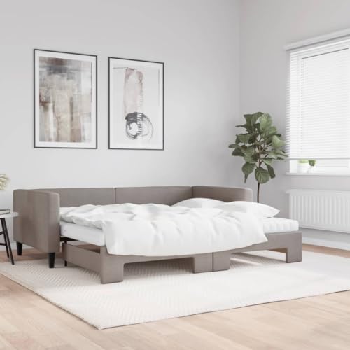 Xichuzi Sofá Cama con colchón Tela Gris Taupe 90x200 cm, Estructura de Cama, Sofas De Salon, Sofa Relax, Sofa Bed, Base De Cama, Marco De Cama, Somier   3196599