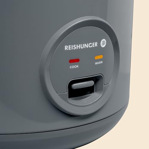 REISHUNGER Reiskocher & Dampfgarer mit Keramikbeschichtung - 1,2L, Grau - Für 1-6 Personen - Schnelle Zubereitung ohne Anbrennen - Mit Warmhaltefunktion inkl. Dämpfeinsatz, Löffel & Messbecher