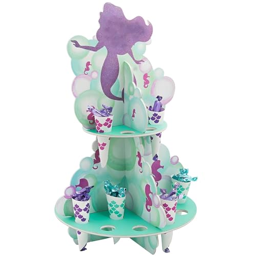 Multicolor Mermaid Sparkle Foam Treat Stand with Cones (13.75