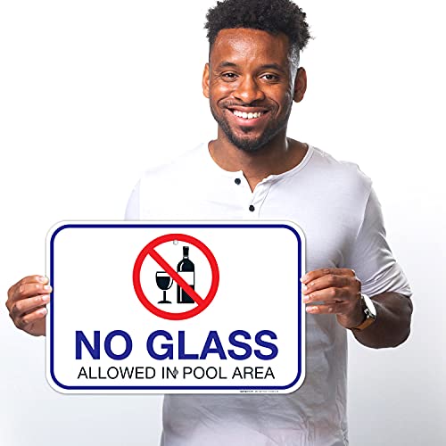 Cartel para piscina No Glass Allowed 12x18 pulgadas miniatura 2