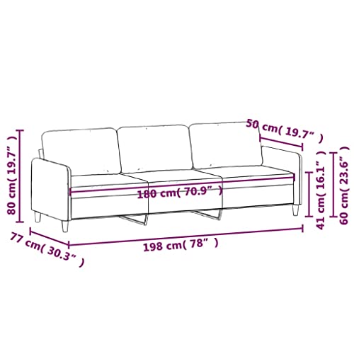 KATERYY 3-Sitzer-Sofa Schwarz 180 cm Samt Möbel Wohnzimmer – Bild 3
