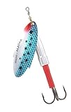 MAPSO - Pack de 5 Cucharillas de Pesca Alaska-5 DEC PAE | Cebo Artificial de Pesca Especialmente Diseñado para Pescar Salmón, Color Plata Azul Escamas, 23gr