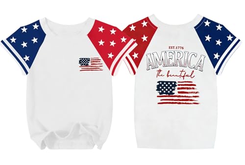 Image of AMWIPE Boys Girls USA Shirt Kids 250 Anniversary USA Shirts American Flag Tshirt 4th of July Outfits Cute Patriotic Top 6-14y