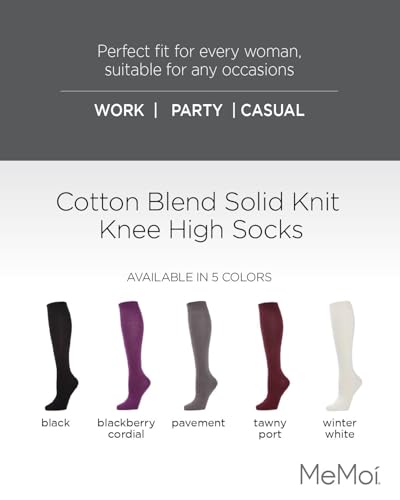 Image of MeMoi Solid Knit Knee High Socks for Women, Comfortable Cotton Blend Knee High Socks