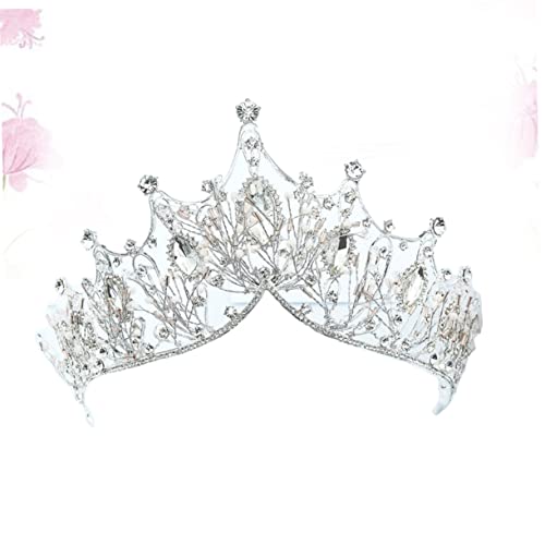 Tiara de plata nupcial corona de princesa con pedrería hecha a mano 6