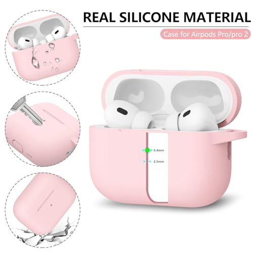 Inesore Compatible with Airpods Pro 2nd/1st Case Cover, Silicone Protective Case for Apple Airpods Pro 2nd/2st Generation Charging Case with Keychain and Cleaner Pen - Image 2