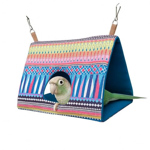 Image of Thai Style Bird Nest with Hole House Hammock Hanging, Finch Cage Plush Fluffy Birds Hut Hideaway for Hamster Parrot Macaw Budgies Eclectus Parakeet Cockatiels Cockatoo Lovebird