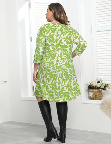 Image of Tanst Sky Womens Casual Round Neck Plus Size Floral Tunic Shirt Dress with Pockets