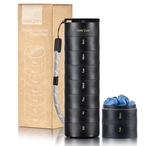 Pilulier 1-7 jours Ankomn compact pour organiser ses vitamines en déplacement sans oubli