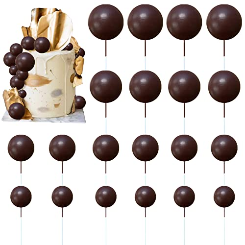 Balls Cake Topper Mini Balloons Cake Topper Pearl Balls Cake Pick Foam Ball Cupcake Topper Baking Decoration Supplies Toothpick Party Wedding Anniversary Birthday Baby Shower Cake Decoration (Brown) #TOP18