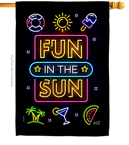 Neon Fun in the Sun House Flag Summertime and Beach