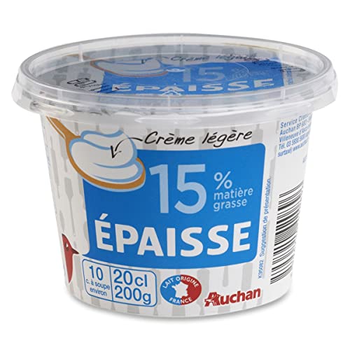 AUCHAN Crème fraîche épaisse légère 15% M.G 20 cl