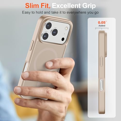 SUPFINE Magnetic for iPhone 17 Pro Case (Compatible with MagSafe)(Military Grade Drop Protection) Translucent Matte Shockproof with Anti-Fingerprint Phone Cover 2025,Desert Gold