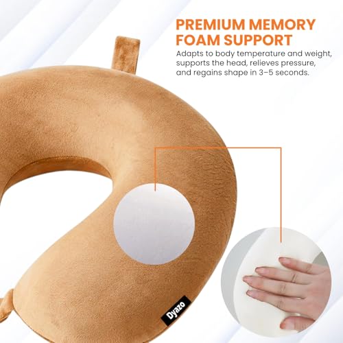 Image of Travel Neck Pillow | Soft Velvet U Shape Neck Support Cushion for Sleeping, Travelling & Cervical Pain Relief | Comfortable Head Rest Pillow for Airplane Flight, Car, Bus & Train (Beige)
