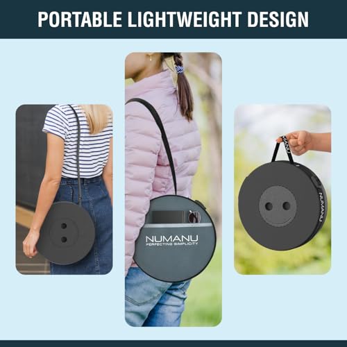 Image of NUMANU 2026 Upgraded Collapsible Stool & 3IN1 Cushioned Carry Bag, 2.5 inch-18 inch Height Adjustable Max 620lbs, Portable Retractable Telescoping Seat, Foldable Camping Stool or Footrest for Adults (Round)