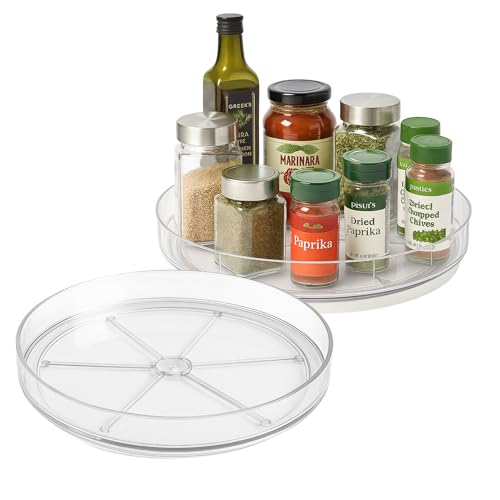 Image of NOSTALGIQ Set Lazy Susan - Lazy Susan Organizer 2-Pack - Rotating Cabinet & Spice Rack, Clear