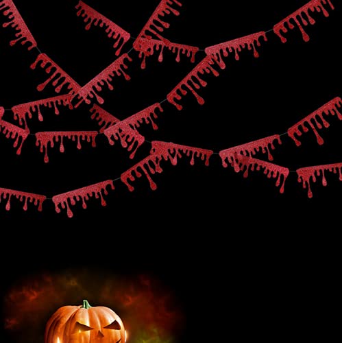 Red Glitter Halloween Happy Birthday Banner And Horror Birthday Cake Topper Halloween Zombie Horror Birthday Banner Halloween Bloody Horror Movie Vampire Diaries Themed Birthday Party Decorations Supplies #TOP3