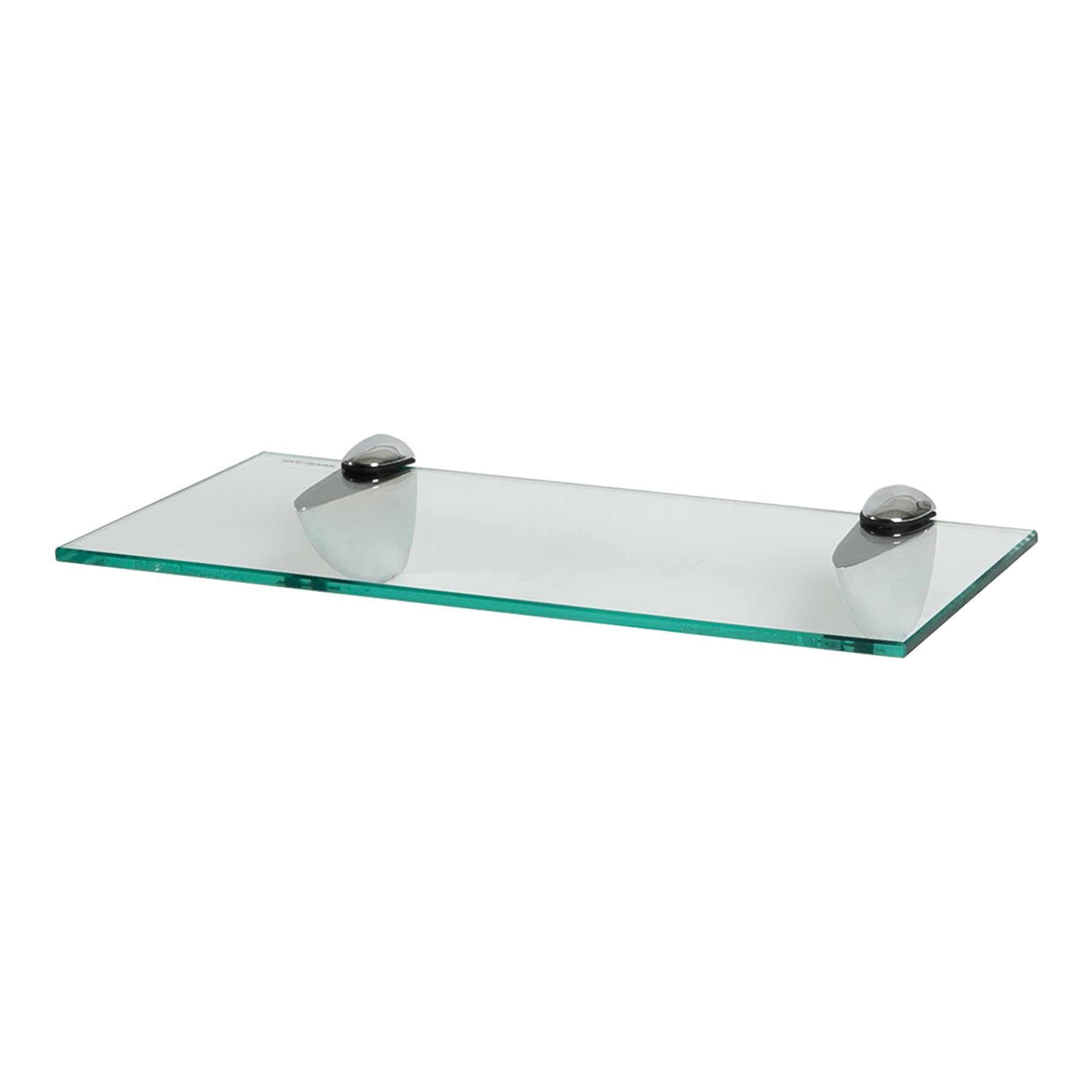 Harbour Housewares Floating Glass Wall Shelf - 40cm - Pack of 1 - Shelving Storage Vanity Display Shelf Unit with Silver Brackets for Bathroom, Shower, Kitchen, Living Room