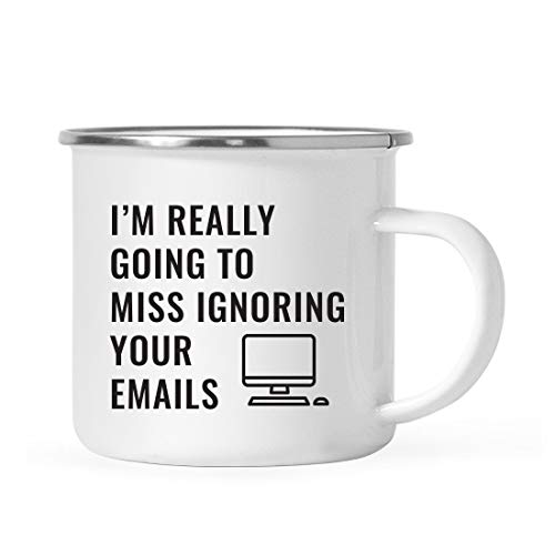 Andaz Press Funny Retirement 11oz. Stainless Steel Campfire Coffee Mug Gift, I'm Really Going to Miss Ignoring Your Emails, 1-Pack, Camp Cup Gifts Ideas for Coworker Employee Boss