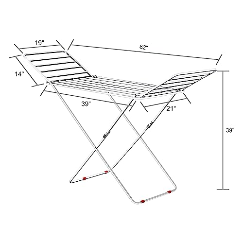 Image of Steel Foldable Clothes Drying Stand - Heavy-Duty Collapsible Laundry Drying Rack, 56 x118 cm, Durable Mild Steel Construction, Space-Saving Indoor & Outdoor Cloth Dryer (Sliver)