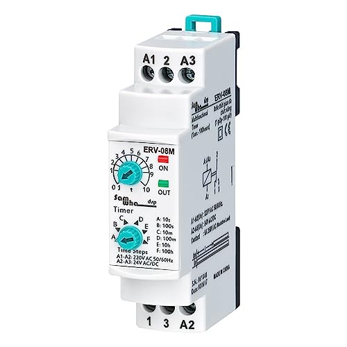 Relais temporisé pour armoire électrique ERV-08M multifonction 24VDC 230VAC