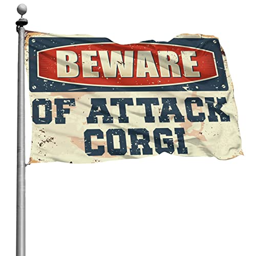 Tenture Beware of Attack Corgi pour rompre la monotonie des murs blancs de chambre