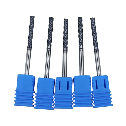 Image of 5pcs 1 /8in Solid Carbide Long End Mills,4 Flute, 30 Degree Helix Bits Tool for Medium Hardness Steel, Brass, Iron