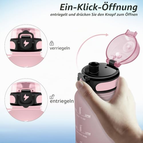 Grsta Trinkflasche 1,5 Liter - Trinkflasche Sport, BPA Frei, Trinkflasche Kohlensäure Geeignet, Auslaufsicher… – Ansicht 4