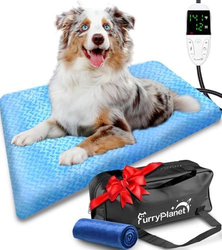 Upgrade Dog Heating Pad with 2 Covers&840D Storage Bag,Adjustable Temperature Electric Pet Heating Pad with Timer,Waterproof Large Heated Bed Mat with Chew-Proof Cord,L