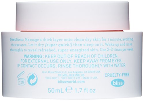 Bliss What a Melon Overnight Facial Mask - 1.7 Oz - Reviving & De-stressing Overnight Mask - Hydrates, Nourishes, and Softens - All Skin Types - Vegan & Cruelty-Free