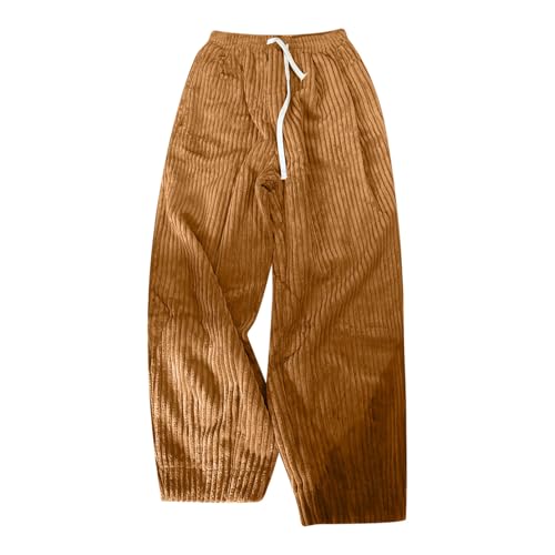Mens Corduroy Sweatpants Winter Thick Elastic Waist Oversized Baggy Wide Leg Slacks Pants Casual Hiking Pants for4