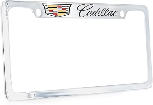 Miniatura 8 de Cadillac Crest - Soporte de metal para placa de matrícula, recubrimiento en polvo negro con cromo expuesto