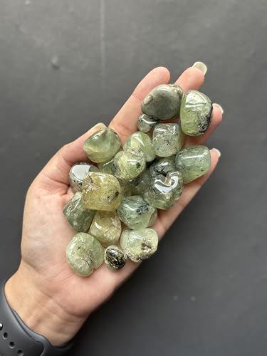 Image of Tumbled Stones, Natural Crystal Healing Stones, Home Office Decor, Aquarium Decorative Pebbles, Vase Fillers (Prehnite, 100)