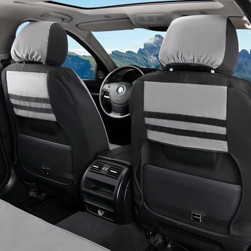 Image of Coverado Car Seat Covers Front, Canvas Universal Seat Covers for Cars, 2-Pack Car Seat Cushions, Auto Seats Protectors for Kids & Dogs, Driver Seat Covers Fit for Most Vehicles Trucks SUVs /Gray