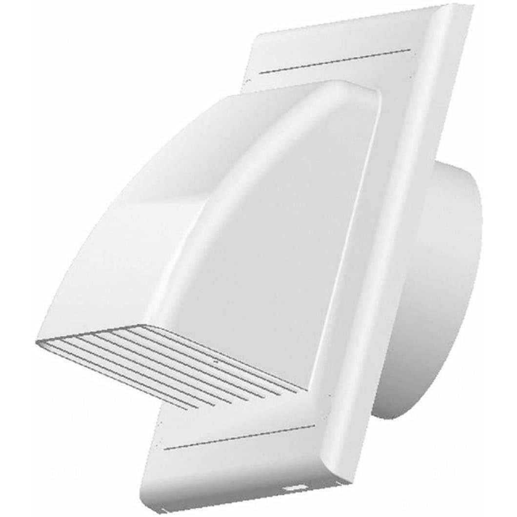 White Gravity Flap for Ø 100 mm / 4" Round Wall Outlet - Ventilation Duct Cover with Non-Return Shutters and Rear Spigot - Cowled Ducting Air Vent Grille