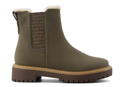 TOMS Youth Girl's Bennet Chelsea Boot, Canteen Nubuck PU/Faux Fur, 1