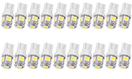 Jklcom T10 194 Led Bulbs 20 Pack T10 Wedge 168 2825 W5W 5050 5 Smd Led White 12V Car Led Light Bulb Car Interior Light For Map Dome Lamp Courtesy Trunk License Plate Dashboard Parking Lights #TOP5