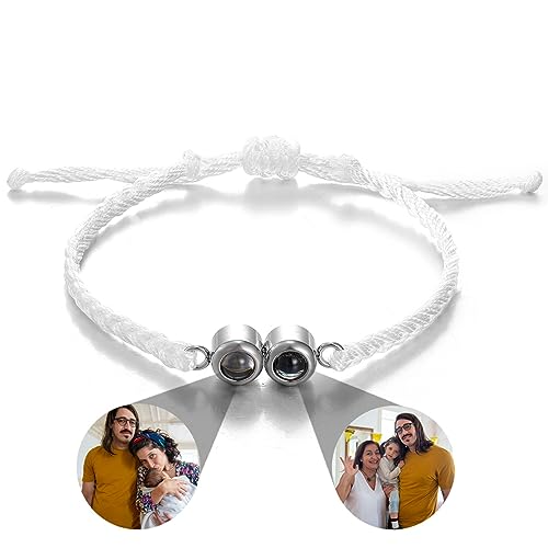 gorm Personalizados con Foto Pulsera Mujer Pulsera Personalizada Mujer Regalos para El Aniversario Regalos Personalizados para Mujer (White,One Size)