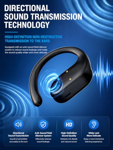 Image of G39 OWS Open Ear Wireless TWS Earbuds, Custom EQ, Bluetooth 5.4 Earphones, 50H Playtime, Fast Charging Case, 50ms Low-Latency Gaming & Touch Controls Headset. Black