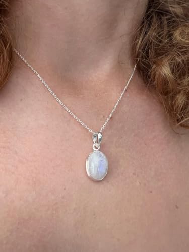 Pendentif pierre de lune arc-en-ciel en argent 925 véritable - 3
