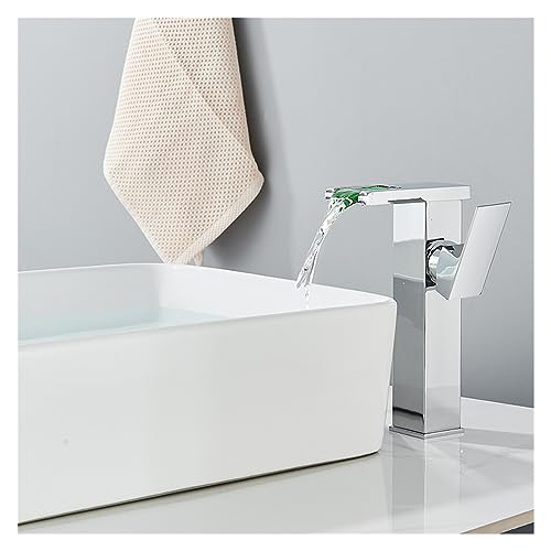 Grifo de lavabo de caño alto CXYWBD con mezclador monomando cromado y flujo autoeléctrico