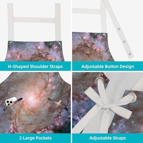 Tablier de cuisine imprimé galaxie spirale spatiale multicolore avec 4 broches de décoration