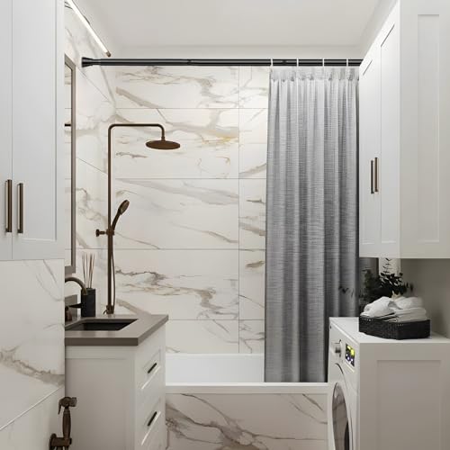 Mexau 1 PACK BLACK TENSION ROD 28-52 Black Spring Tension Curtain Rod 28-52 Inches thumb #3